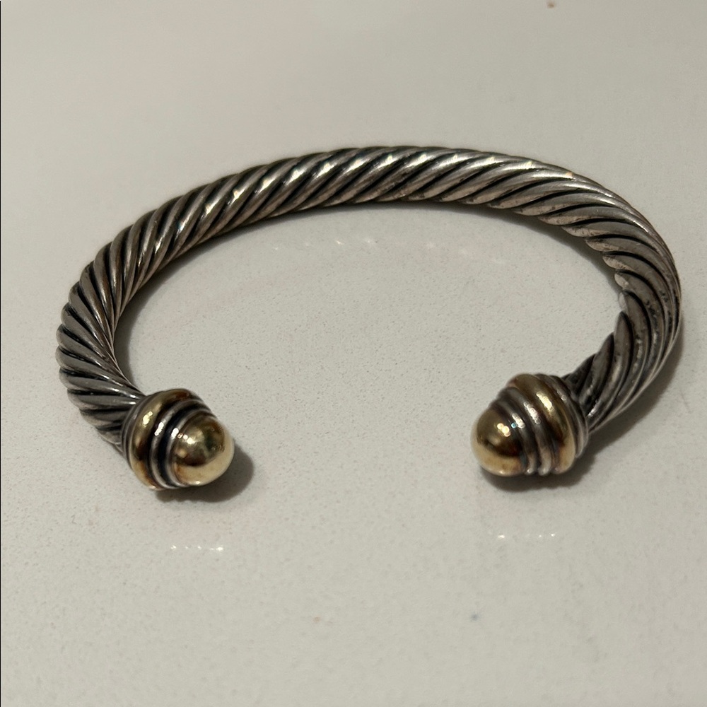- Sterling Silver and 18kt Gold Twisted Cuff Bracelet- larger size 7mm